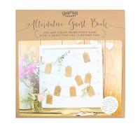 Ginger Ray Cadre de livre d'or de mariage avec étiquette de corde Rusric Country Blanc