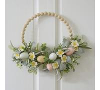 Ginger Ray- Décoration Suspendue de Couronne de Feuillage de Printemps 40 cm x 40 cm, Easter Wooden Bead, Multi