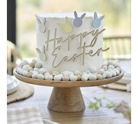 Ginger Ray Décoration de gâteau de Pâques en bois « Happy Easter » avec 5 têtes de lapin découpées