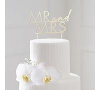 Ginger Ray Décoration de gâteau en acrylique doré 'Mr & Mrs' pour gâteau de mariage 14,5 cm x 15,8 cm