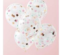 Ginger Ray- Décoration de Mariage pour Filles Fleur Lot de 5, Floral Clear Party, Ballons à confettis