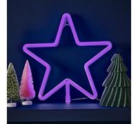 Ginger Ray- Décoration de Table en Forme d'étoile néon pour cheminée, Uni, Christmas Large Lilac Light Up