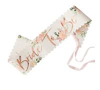 Ginger Ray - Écharpe pour enterrement de vie de jeune fille - Inscription en anglais « Bride to Be » et motif à fleurs - Or rose