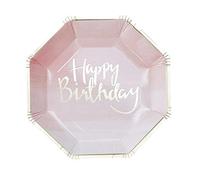 Ginger Ray Ensemble d'anniversaire rose doré, papier, Rose et doré., Set of 8