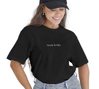 Ginger Ray Femme Women's Black Embroidered 'Team Bride' T-Shirt Hen Party Top, Size: 10-12, 44 EU