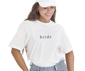 Ginger Ray Femme Women's White Embroidered 'Bride' T-Shirt Hen Party Top, Size: 10-12, 44 EU