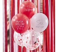Ginger Ray Flirty Naughty Valentines Lot de 5 ballons Inscription I Love You