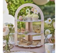 Ginger Ray Floral Afternoon Tea and Treats Stand 3 Tier Table Centrepiece 31cm x 42cm, Pastel