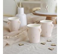 Ginger Ray- Gobelets en Papier Blanc avec Oreilles d'ours en Peluche Pop-Out, Vaisselle pour fête prénatale, Paquet de 8, Neutral