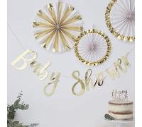 Ginger Ray- Gold Foiled Bunting Garland Décoration, Oh Baby Shower, doré