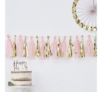 Ginger Ray - Guirlande à 16 pompons pour fête prénatale, rose/doré