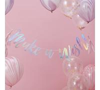 Ginger Ray Guirlande de fanions en aluminium irisé « Make A Wish » - 1,5 m - Multicolore