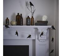 Ginger Ray Guirlande de fanions en bois corbeau noir avec lumières LED à suspendre pour Halloween