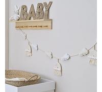Ginger Ray Guirlande de fanions en macramé pour Chambre d'enfant Motif Arc-en-Ciel et Nuages en Feutre Blanc 2 m