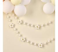 Ginger Ray Guirlande de Marguerites et Boules de Feutre Crème, Blanc et Jaune 1,5 m sur Ficelle de Coton, Pastel