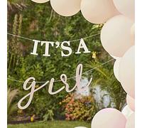 Ginger Ray-Guirlande écologique It's a Girl Blanc et Blush 1,5 m, Hello Baby