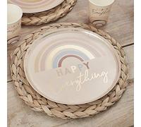 Ginger Ray Happy Everything Lot de 8 assiettes en papier imprimé arc-en-ciel pastel