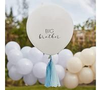 Ginger Ray Hello Baby Ballon révélant le sexe rose ou bleu Big Brother avec pompons, blanc