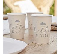 Ginger Ray Hello Baby Lot de 8 gobelets en carton écologiques pour fête prénatale Crème