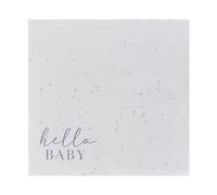 Ginger Ray Hello Baby Shower Party Lot de 16 serviettes en papier naturel Crème 16,5 x 16,5 cm