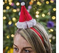 Ginger Ray Honeycomb Red Santa Hat Christmas Headband for Costume Parties 2 Pack