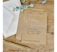 Ginger Ray- Kraft Card Wedding Reception Invitations with Envelopes 10 Pack, Assortiment de Couleurs, Neutral, 14.8 x 10.5 cm