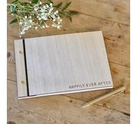 Ginger Ray- Livre d'or de Mariage en Bois « Happily Ever After » avec 32 Pages Vierges, Neutral