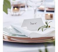 Ginger Ray Lot de 10 cartons de table en papier de coton Motif mariage botanique Blanc