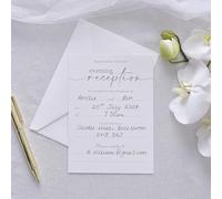 Ginger Ray Lot de 10 invitations texturées blanches pour mariage, soirée, réception, fête avec enveloppes, 17,7 x 12,7 cm