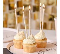 Ginger Ray Lot de 12 bougies en marbre pour gâteau d'anniversaire avec supports