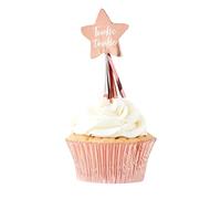 Ginger Ray Lot de 12 décorations pour cupcakes en forme d'étoile Or rose