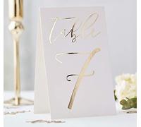 Ginger Ray Lot de 12 numéros de table de mariage en feuille d'or 1 à 12 décorations 18 cm x 11 cm