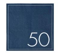 Ginger Ray Lot de 16 serviettes en papier bleu marine pour 50e anniversaire
