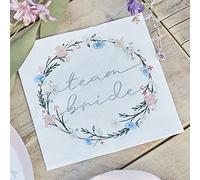 Ginger Ray- Lot de 16 Serviettes en Papier pour mariée, Hen Party Floral Printed 'Team