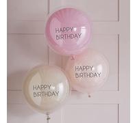 Ginger Ray-Lot de 3 ballons roses en latex Happy Birthday, Mix It Up