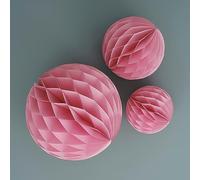 Ginger Ray Lot de 3 décorations de fête en papier nid d'abeille Rose clair