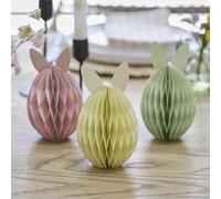 Ginger Ray Lot de 3 décorations de table en papier pastel en forme de lapin de Pâques en forme de nid d'abeille