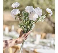 Ginger Ray Lot de 3 tiges de renoncules artificielles pour Mariage Blanc