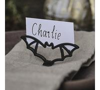 Ginger Ray- Lot de 4 Porte-Cartes pour décoration de Table, Halloween Metal Black Bat Place