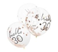 Ginger Ray Lot de 5 ballons à confettis décoratifs en feuille d'or rose « Hello 30 »