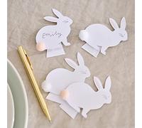 Ginger Ray Lot de 6 marque-places Lapin de Pâques - Queues à pompons - Blanc