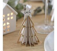 Ginger Ray- Lot de 6 Marque-Places pour décoration de Table, White and Gold Christmas Tree