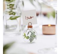 Ginger Ray Lot de 6 porte-boules de mariage botanique Euclyptus avec marque-places en verre, métal, plastique