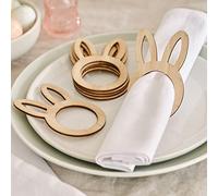 Ginger Ray Lot de 6 porte-serviettes en bois réutilisables en forme de lapin, parfait pour Pâques, marron