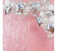 Ginger Ray Lot de 60 arches de ballons irisés argentés et blancs pour décoration de fête, rose