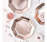 Ginger Ray Lot de 8 assiettes de fête en papier rose doré, 25 cm