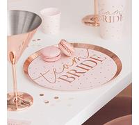 Ginger Ray Lot de 8 assiettes en carton pour enterrement de vie de jeune fille avec inscription « Team Bride & Blush »