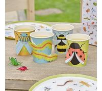 Ginger Ray Lot de 8 gobelets de fête en papier avec insectes pop-out 3D, vaisselle d'anniversaire pour enfants