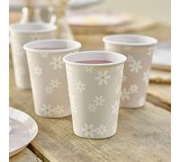 Ginger Ray Lot de 8 gobelets en papier imprimés fleurs de marguerite, vaisselle de fête, Pastel