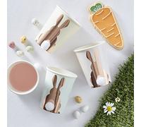 Ginger Ray Lot de 8 gobelets en Papier Pastel avec queues de Lapin Pastel, doré et Rose